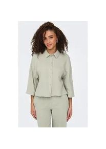 Jacqueline de Yong Hemdbluse JDY "JDYTHEIS LIFE 3/4 CROP SHIRT WVN NOOS", Damen, Gr. L, desert sage, Web, Obermaterial: 100% Baumwolle, unifarben, regular fit taillenlang, Blusen Hemdbluse, Baumwolle, regular fit