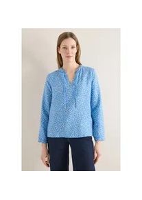 Langarmbluse Cecil, Damen, Gr. M (40), fountain blau, Stoff, 85% Viskose, 15% Nylon, gemustert, klassisch normal, Rundhals, elastischer Bund, Blusen, mit geschlitztem Rundhalsausschnitt