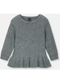 Madeleine Mode Longpullover MADELEINE "Pullover Pullover mit Sch&ouml;&szlig;chen", Damen, Gr. 40/42, grau (grau, melange), Obermaterial: 35% Viskose CV. 30% Wolle WO. 25% Polyamid PA. 10% Kaschmir WS., Modern, tailliert, Pullover Longpullover