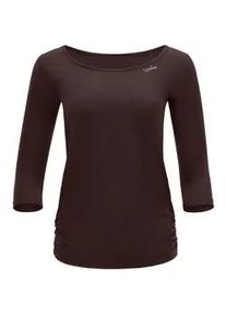 3/4-Arm-Shirt WINSHAPE "AET139LS", Damen, Gr. L, espresso, 85% Polyester, 15% Elasthan, R&uuml;ckenausschnitt, Shirts 3/4-Arm-Shirt, Functional Light and Soft
