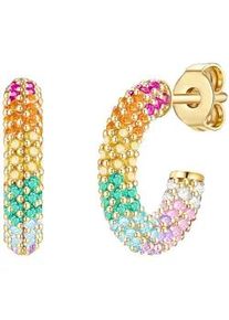 Glanzst&uuml;cke M&uuml;nchen Paar Creolen GLANZST&Uuml;CKE M&Uuml;NCHEN "Set: GSM986", gelbgold, rot, Ohrringe, Damen, 15,6,mit Zirkonia, Silber 925 (Sterlingsilber), aus Sterling Silber