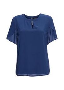 Kurzarmbluse GOLDNER "Bluse mit aufregender &Auml;rmell&ouml;sung", Damen, Gr. 40, blau (royalblau), Obermaterial: 100% Polyester PES., figurumspielend, Chiffonbesatz, Blusen, Ohne