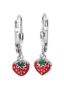 Paar Ohrh&auml;nger OSTSEE-SCHMUCK "- Erdbeere - Silber 925/000 -" Gr. 22, rot, Ohrringe, Damen, Silber 925 (Sterlingsilber)