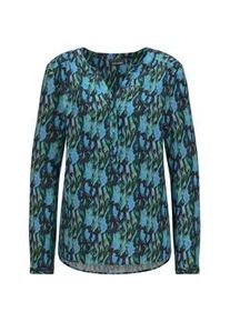 Schlupfbluse GOLDNER "Kurzgr&ouml;&szlig;e Florale Druckbluse mit V-Ausschnitt", Damen, Gr. 20, gr&uuml;n (petrol, gemustert), Obermaterial: 100% Viskose CV., Modisch, normales B&uuml;ndchen, Blusen Schlupfbluse, Knopfleiste