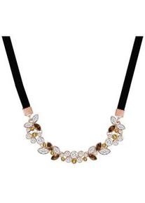 Lulu & Jane Lederband LULU & JANE "LJ205", ros&eacute;gold, Halsketten, Damen, 34,0cm Basiskette + 8,0cm Verl&auml;ngerung,mit Steinen, Metall-Legierung