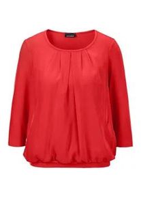 Kurzarmbluse GOLDNER "Kurzgr&ouml;&szlig;e Chiffon-Shirt mit 3/4-Arm, Rundhals", Damen, Gr. 21, rot, Obermaterial: 95% Viskose CV. 5% Elasthan EL., Casual, Gerade, Blusen, keine/nicht relevant