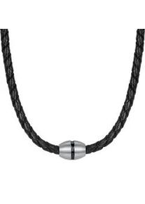 Kette mit Anh&auml;nger True Rebels "X762", schwarz, Halsketten, Herren, 48,0cm, Leder, B: 4mm, aus Echtleder, B:4mm