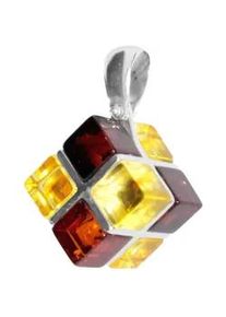 Kettenanh&auml;nger OSTSEE-SCHMUCK "- W&uuml;rfel 11 mm - Silber 925/000 - Bernstein" Gr. 24, silber (silber 925, silberfarben, wei&szlig;), Schmuckanh&auml;nger, Damen, Silber 925 (Sterlingsilber), Kettenanh&auml;nger