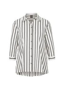 Kurzarmbluse GOLDNER "Kurzgr&ouml;&szlig;e Schlichte Baumwoll-Bluse mit 3/4-Arm", Damen, Gr. 20, beige (wei&szlig;, taupe, gestreift), Obermaterial: 97% Baumwolle CO. 3% Elasthan EL., normal, Manschette, Blusen, Ohne