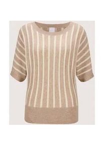 Madeleine Mode Longpullover MADELEINE "Pullover Streifenpullover aus Good Cashmere", Damen, Gr. 34, wei&szlig; (caramel, wollwei&szlig;), Obermaterial: 100% Kaschmir WS., Modern, normal, Pullover Longpullover