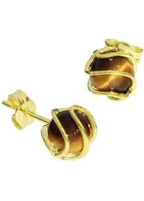 Paar Ohrstecker OSTSEE-SCHMUCK "- Goldk&auml;fig - Gold 333/000 - Tigerauge" Gr. 7,5, gold (gold 333, goldfarben, gelb), Ohrringe, Damen, Gelbgold 333