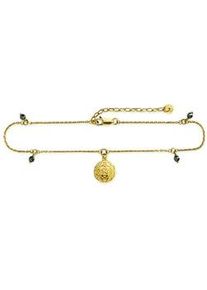 CAI Fu&szlig;kette CA&Iuml; "925/- Sterling Silber vergoldet Hematit M&uuml;nze", gelb, Fu&szlig;ketten, Damen, 19+4cm, Silber 925 (Sterlingsilber), gl&auml;nzend