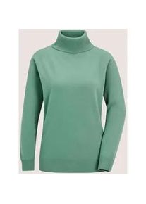 Madeleine Mode Rollkragenpullover MADELEINE "Kaschmirpullover Rollkragenpullover mit Rippstrick-Details", Damen, Gr. 36/38, gr&uuml;n (hellsalbeigr&uuml;n), Obermaterial: 100% Kaschmir WS., Modern, gerade, Pullover Rollkragenpullover, Aus Good-Cashmere