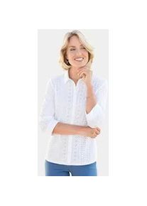Hemdbluse GOLDNER "Hemdkragenbluse aus feiner Spitze mit Elasthan", Damen, Gr. 46, wei&szlig;, Obermaterial: 95% Polyester PES. 5% Elasthan EL., Gerade, Blusen Hemdbluse, Auch gut als J&auml;ckchen zu tragen