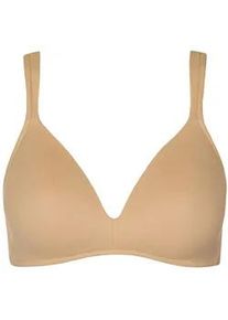 Schalen-BH LISCA "Schalen BH ohne B&uuml;gel Maya", Damen, Gr. 80, Cup D, beige (powder beige), Obermaterial: 67% Polyamid PA. 33% Elasthan EL., BHs Schalen-BH