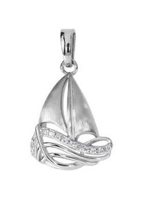 Kettenanh&auml;nger OSTSEE-SCHMUCK "- Schiff - Silber 925/000 - Zirkonia" Gr. 21, silber (silber 925, silberfarben, wei&szlig;), Schmuckanh&auml;nger, Damen, Silber 925 (Sterlingsilber), Kettenanh&auml;nger