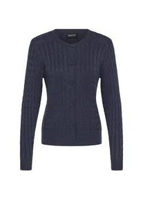 Strickjacke oxmo "Strickjacke OXISASJA", Damen, Gr. XL, blau (total eclipse), Obermaterial: 70% Viskose CV. 30% Nylon NY., Strickjacken Strickjacke