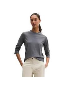 Marc O'Polo Langarmshirt MARC O'POLO "aus TENCELTM Lyocell-Baumwolle-Mix", Damen, Gr. XL, blau graphite, Obermaterial: 67% Lyocell, 33% Baumwolle, unifarben, Basic, loose fit, Rundhals, Rippb&uuml;ndchen, Shirts Langarmshirt