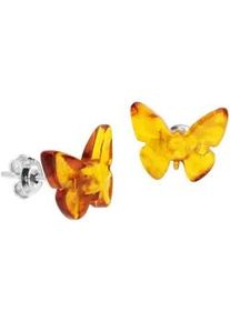 Paar Ohrstecker OSTSEE-SCHMUCK "- Schmetterling - Silber 925/000 - Bernstein" Gr. 13, silber (silber 925, silberfarben, wei&szlig;), Ohrringe, Damen, Silber 925 (Sterlingsilber)