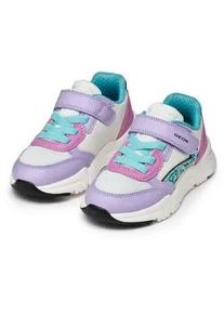 Sneaker Geox "J LOFTUS GIRL", Damen, Gr. 32, lila, gr&uuml;n, Lederimitat, Textil, Glitzermuster, kontrastfarbene Details, Schuhe Sneaker, Slipper mit praktischem Klettverschluss, Gr&ouml;&szlig;enschablone zum Download