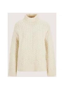 Madeleine Mode Longpullover MADELEINE "Strickpullover Eleganter Baumwollpullover mit Zopfmuster", Damen, Gr. 48, wei&szlig; (wollwei&szlig;), Obermaterial: 38% Polyacryl PAN. 31% Baumwolle CO. 21% Elasthan EL. 10% Polyamid PA., Modern, Pullover Longpullover, Allover Z&ouml;pfe