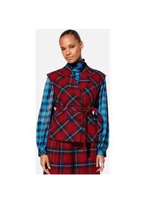 Madeleine Mode Langarmbluse MADELEINE "Bluse Karobluse mit Stehkragen", Damen, Gr. 42, blau (seeblau, multicolor), Obermaterial: 100% Polyester PES., Modern, Blusen