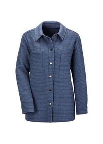 Hemdbluse GOLDNER "Kurzgr&ouml;&szlig;e Hemdjacke", Damen, Gr. 21, blau (rauchblau), Obermaterial: 50% Polyester PES. 37% Viskose CV. 12% Baumwolle CO. 1% Elasthan EL., Manschette, Blusen Hemdbluse, Seitennahtschlitze