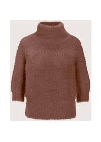 Madeleine Mode Longpullover MADELEINE "Pullover Weicher Strick mit Ballon&auml;rmeln", Damen, Gr. 40/42, braun (espresso), Obermaterial: 79% Polyamid PA. 11% Viskose CV. 8% Schurwolle WV. 2% Kaschmir WS., Modern, normal, Pullover Longpullover, Softer Flauschpullover mit Kurzarm