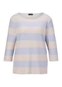 Langarmshirt GOLDNER "Shirt", Damen, Gr. 40, lila (flieder, gemustert), Obermaterial: 82% Viskose CV. 15% Polyester PES. 3% Elasthan EL., normales B&uuml;ndchen, Shirts Langarmshirt, Mit modischen Blockstreifen