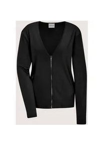 Madeleine Mode Langarmshirt MADELEINE "Shirtjacke Elegante Viskosejacke mit Rei&szlig;verschluss", Damen, Gr. 44, schwarz, Obermaterial: 70% Viskose CV. 25% Polyester PES. 5% Elasthan EL., Modern, Shirts Langarmshirt, Durchgehender Rei&szlig;verschluss