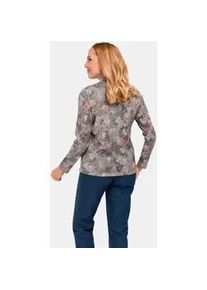 Rundhalspullover GOLDNER "Kurzgr&ouml;&szlig;e Floraler Strickpullover mit Stehkragen", Damen, Gr. 23, rosa (ros&eacute;, gemustert), Obermaterial: 65% Polyester PES. 35% Viskose CV., Pullover Rundhalspullover, hoher Baumwollanteil