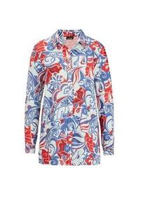 Hemdbluse GOLDNER "Kurzgr&ouml;&szlig;e Floralbedruckte Hemdbluse, Hemdkragen", Damen, Gr. 24, rot (rot, blau, gemustert), Obermaterial: 100% Viskose CV., figurumspielend, Manschette, Blusen Hemdbluse, Alloverdruck
