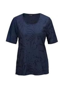 Kurzarmshirt GOLDNER "Kurzgr&ouml;&szlig;e T-Shirt mit Ausbrenneroptik", Damen, Gr. 20, blau (hellblau), Obermaterial: 50% Polyester PES. 50% Viskose CV., figurumspielend, normales B&uuml;ndchen, Shirts, hochwertige Ausbrennerware