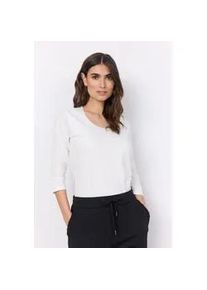 Rundhalsshirt soyaconcept "SC-PYLLE 175", Damen, Gr. XXL, sanftes wei&szlig;, Single Jersey, Obermaterial: 58% Baumwolle, 36% Polyester, 6% Elasthan, unifarben, figurumspielend normal, Rundhals, Shirts Rundhalsshirt
