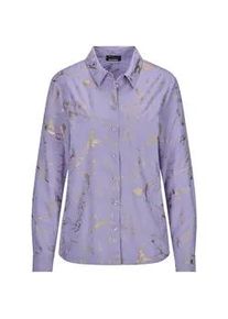 Hemdbluse GOLDNER "Kurzgr&ouml;&szlig;e Druckbluse mit schimmerndem Print", Damen, Gr. 19, lila (flieder, gemustert), Obermaterial: 100% Viskose CV., figurumspielend, Blusen Hemdbluse, Foil Print