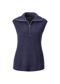 Pullunder GOLDNER "Modischer Pullunder mit Troyerkragen", Damen, Gr. 50, blau (marine), Obermaterial: 50% Baumwolle CO. 50% Polyacryl PAN., Sonstiges, Pullover Pullunder, Troyerkragen mit Rei&szlig;verschluss