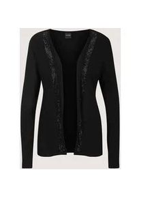 Madeleine Mode Langarmshirt MADELEINE "Shirtjacke Offene, leichte Jacke in weiter Form", Damen, Gr. 36, schwarz, Obermaterial: 95% Viskose CV. 5% Elasthan EL., Modern, schmal, Shirts Langarmshirt, Funkelnde Steine