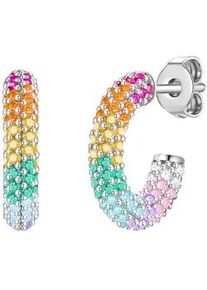 Glanzst&uuml;cke M&uuml;nchen Paar Creolen GLANZST&Uuml;CKE M&Uuml;NCHEN "Set: GSM987", silber, rot, Ohrringe, Damen, 15,6,mit Zirkonia, Silber 925 (Sterlingsilber), aus Sterling Silber