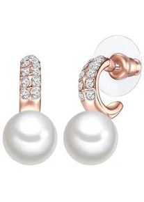 Lulu & Jane Paar Creolen LULU & JANE "Set: AV228", ros&eacute;gold, wei&szlig;, Ohrringe, Damen, 20,5,mit Steinen, Glas, mit Glas