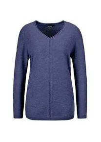 Strickpullover GOLDNER "Kurzgr&ouml;&szlig;e Basicpullover mit V-Ausschnitt", Damen, Gr. 21, blau (dunkelblau), Obermaterial: 100% Kaschmir WS., Rippe, Pullover Strickpullover, Aufwendig in Form gestrickt