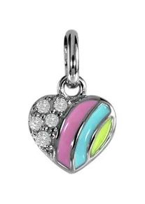 Kettenanh&auml;nger OSTSEE-SCHMUCK "- kleines Herz 8 mm - Silber 925/000 - Zirkonia" Gr. 15, silber (silber 925, silberfarben, wei&szlig;), Schmuckanh&auml;nger, Damen, Silber 925 (Sterlingsilber), Kettenanh&auml;nger