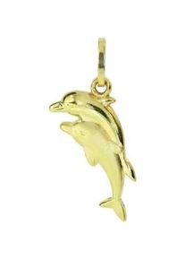 Kettenanh&auml;nger OSTSEE-SCHMUCK "- Delphinpaar - Gold 333/000 -" Gr. 23, gold (gold 333, goldfarben, gelb), Schmuckanh&auml;nger, Damen, Gelbgold 333, Kettenanh&auml;nger
