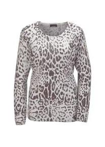 2-in-1-Pullover GOLDNER "Kurzgr&ouml;&szlig;e Kaschmir-Druckpullover", Damen, Gr. 20, schwarz (silbergrau, schwarz, gemustert), Obermaterial: 100% Kaschmir WS., Rippe, Pullover, Ohne