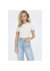 Kurzarmshirt Only "ONLBETTY S/S O-NECK SHORT TOP CC JRS", Damen, Gr. XS, cloud dancer, Jersey, Obermaterial: 95% Baumwolle, 5% Elasthan, unifarben, regular fit bauchfrei, Rundhals, Shirts, softe Jerseyqualit&auml;t