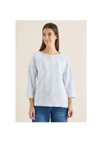 Langarmshirt Cecil, Damen, Gr. L (42), cloud blau, Web, 50% Baumwolle, 50% Modal, gestreift, comfort fit normal, U-Boot-Ausschnitt, abgesteppt, Shirts Langarmshirt, mit U-Boot-Ausschnitt