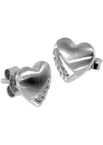 Paar Ohrstecker OSTSEE-SCHMUCK "- Herz 8 mm - Silber 925/000 - Zirkonia" Gr. 8, silber (silber 925, silberfarben, wei&szlig;), Ohrringe, Damen, Silber 925 (Sterlingsilber)