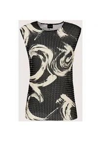 Madeleine Mode Tr&auml;gertop MADELEINE "Jerseyshirt Ajourshirt mit grafischem Muster", Damen, Gr. 42, schwarz (schwarz, perlwei&szlig;), Obermaterial: 98% Polyester PES. 2% Elasthan EL., Modern, figurbetont, Tops Tr&auml;gertop, Ajour-Qualit&auml;t