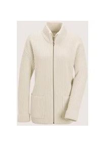 Madeleine Mode Strickjacke MADELEINE "Cardigan Weiche Wolljacke mit Rei&szlig;verschluss", Damen, Gr. 40/42, wei&szlig; (wollwei&szlig;), Obermaterial: 90% Schurwolle WV. 10% Kaschmir WS., Modern, Strickjacken Strickjacke, Grobstrick