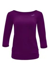 3/4-Arm-Shirt WINSHAPE "AET139LS", Damen, Gr. M, schwarz plum, 85% Polyester, 15% Elasthan, R&uuml;ckenausschnitt, Shirts 3/4-Arm-Shirt, Functional Light and Soft