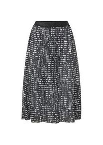 A-Linien-Rock GOLDNER "Kurzgr&ouml;&szlig;e Weiter Druckrock mit Rundumgummibund", Damen, Gr. 20, schwarz (schwarz, wei&szlig;, gemustert), Obermaterial: 100% Polyester PES., normal, R&ouml;cke A-Linien-Rock, Ohne